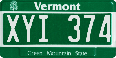 VT license plate XYI374