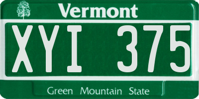 VT license plate XYI375