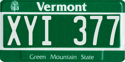 VT license plate XYI377