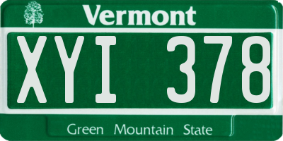 VT license plate XYI378