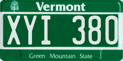 VT license plate XYI380