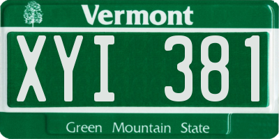 VT license plate XYI381