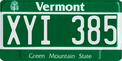 VT license plate XYI385