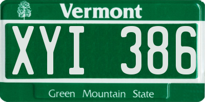 VT license plate XYI386