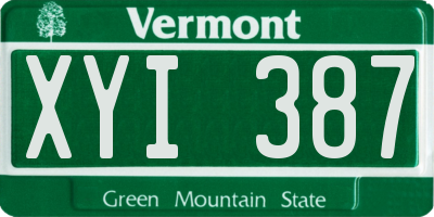 VT license plate XYI387