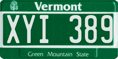 VT license plate XYI389