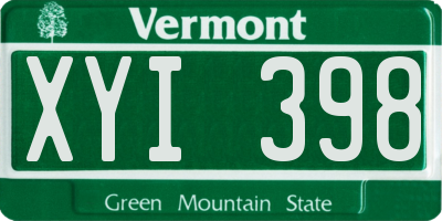 VT license plate XYI398