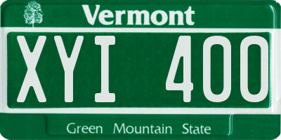 VT license plate XYI400