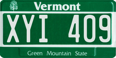 VT license plate XYI409
