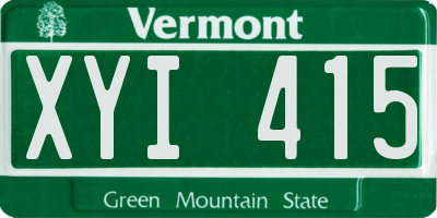VT license plate XYI415