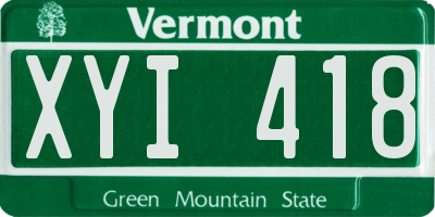 VT license plate XYI418