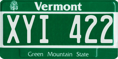 VT license plate XYI422