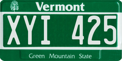 VT license plate XYI425
