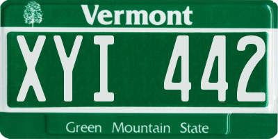 VT license plate XYI442