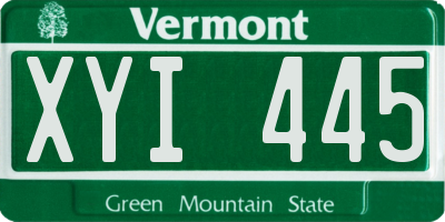 VT license plate XYI445