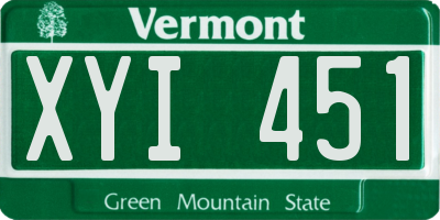 VT license plate XYI451