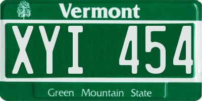 VT license plate XYI454