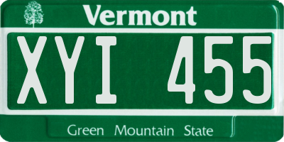 VT license plate XYI455