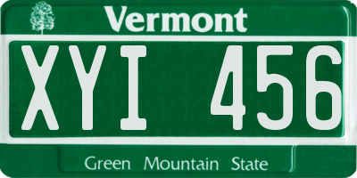 VT license plate XYI456
