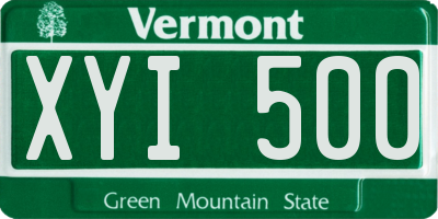 VT license plate XYI500