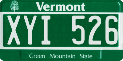 VT license plate XYI526