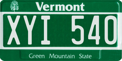 VT license plate XYI540