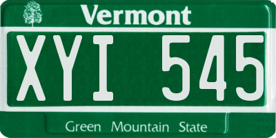 VT license plate XYI545