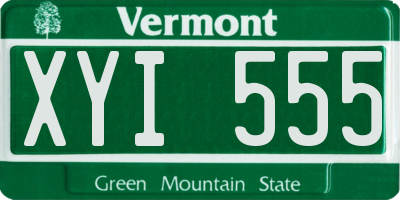 VT license plate XYI555