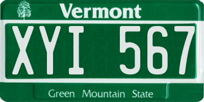 VT license plate XYI567