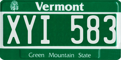 VT license plate XYI583