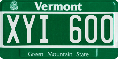 VT license plate XYI600