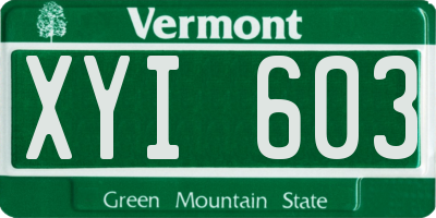 VT license plate XYI603