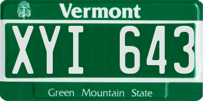 VT license plate XYI643