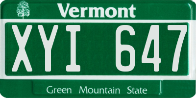 VT license plate XYI647