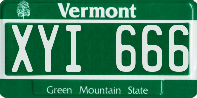 VT license plate XYI666