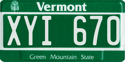 VT license plate XYI670
