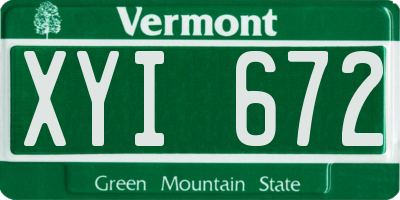 VT license plate XYI672