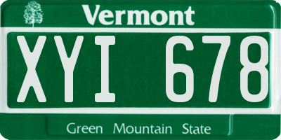 VT license plate XYI678