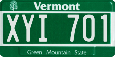 VT license plate XYI701