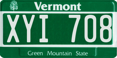 VT license plate XYI708