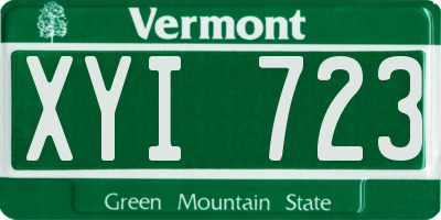 VT license plate XYI723