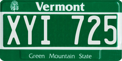 VT license plate XYI725
