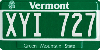 VT license plate XYI727