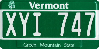 VT license plate XYI747
