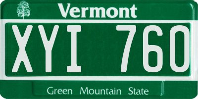 VT license plate XYI760