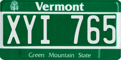VT license plate XYI765