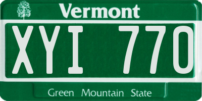 VT license plate XYI770