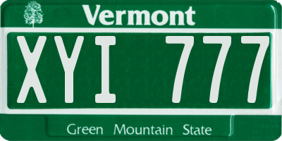 VT license plate XYI777