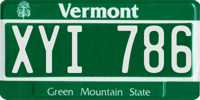 VT license plate XYI786