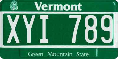 VT license plate XYI789